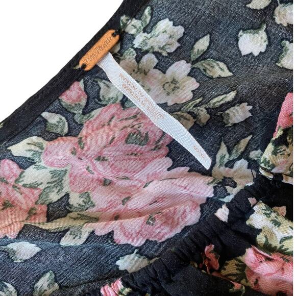 Free People Loretta Black Floral Tunic Top Mini Trapeze Dress Small - Picture 7 of 8